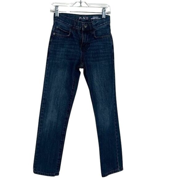 Childrens Place Boys Straight Leg Jeans Size 10 Slim 100% Cotton Dark Wash Denim - Picture 1 of 6